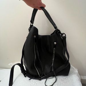 Rebecca Minkoff | Black Moto Hobo Black Leather Shoulder Bag